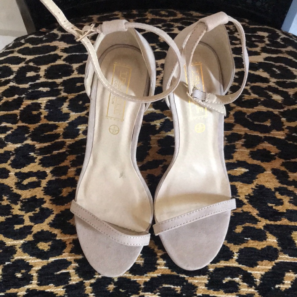 Truffle Nude Ankle Strap Heels